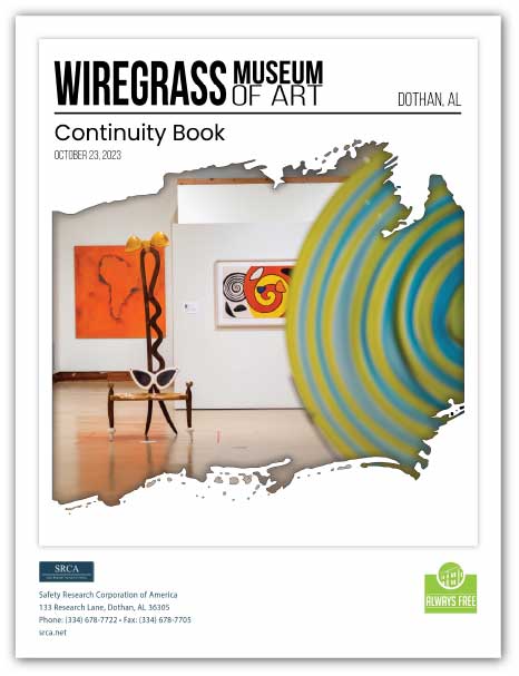 Graphic Design cover of a Wiregrass Museum of Art Continuity Book.