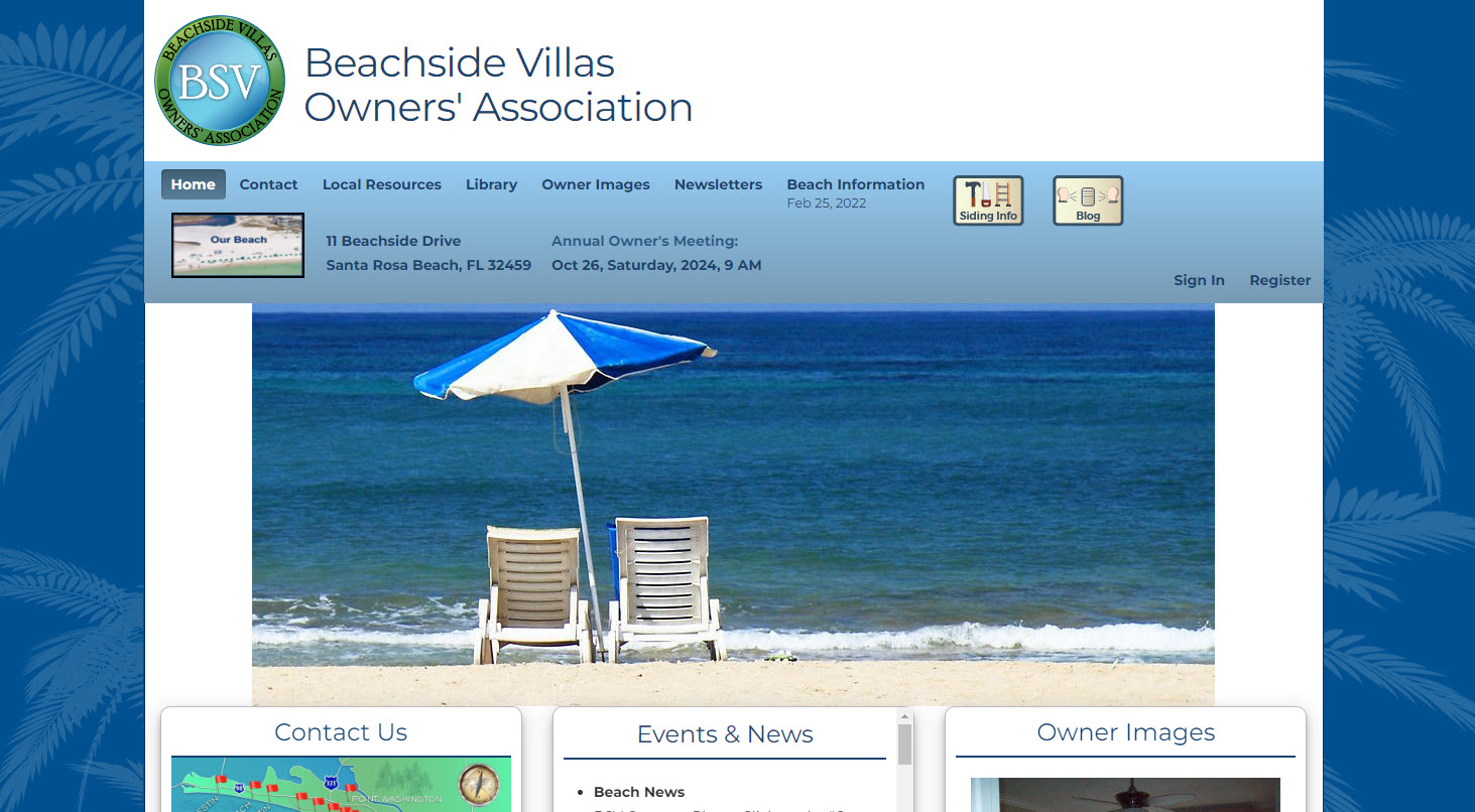 Beachside Villas Homeowner's Association website